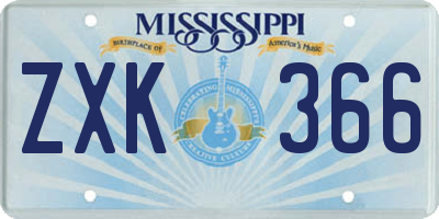 MS license plate ZXK366