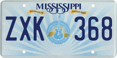 MS license plate ZXK368