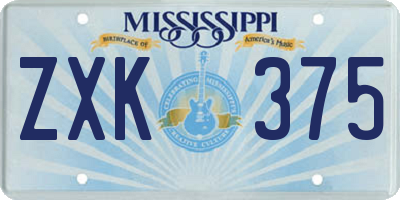MS license plate ZXK375