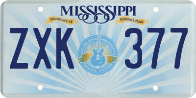 MS license plate ZXK377