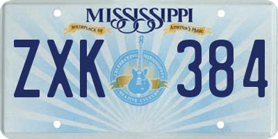 MS license plate ZXK384