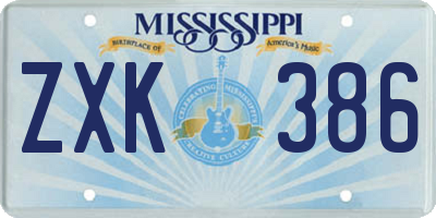 MS license plate ZXK386