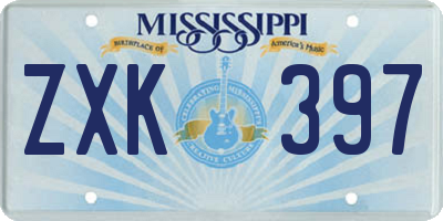 MS license plate ZXK397