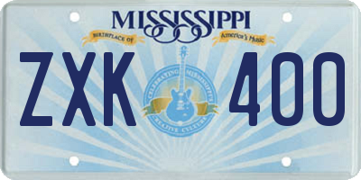 MS license plate ZXK400