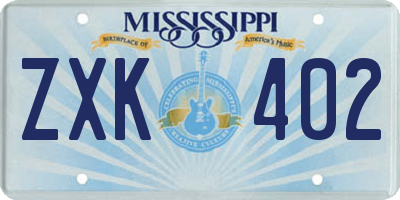 MS license plate ZXK402