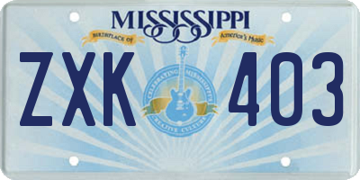 MS license plate ZXK403