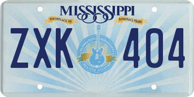 MS license plate ZXK404