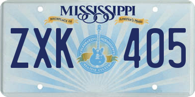 MS license plate ZXK405