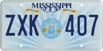 MS license plate ZXK407