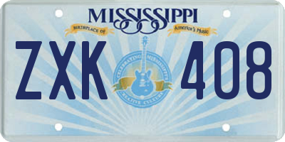 MS license plate ZXK408