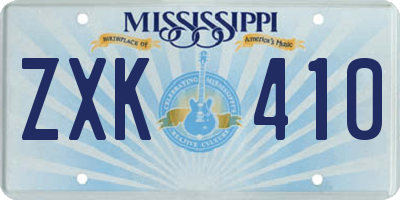 MS license plate ZXK410