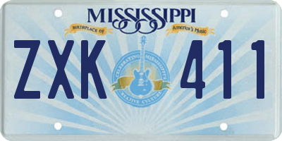 MS license plate ZXK411