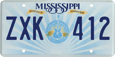 MS license plate ZXK412