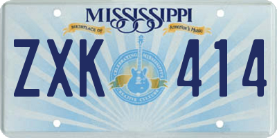 MS license plate ZXK414