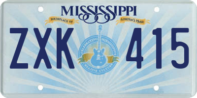 MS license plate ZXK415
