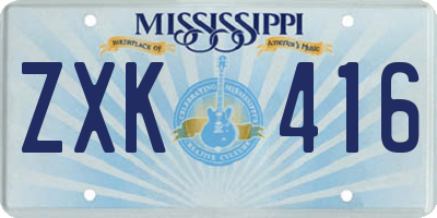 MS license plate ZXK416