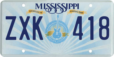 MS license plate ZXK418