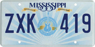 MS license plate ZXK419