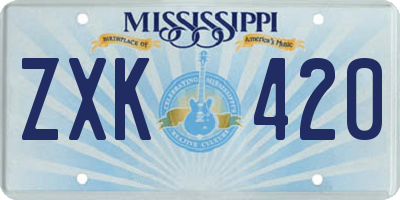 MS license plate ZXK420