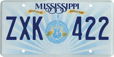 MS license plate ZXK422