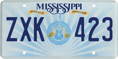 MS license plate ZXK423