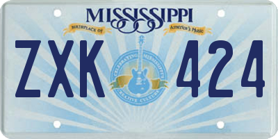 MS license plate ZXK424
