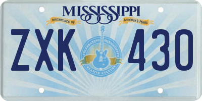 MS license plate ZXK430