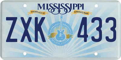 MS license plate ZXK433