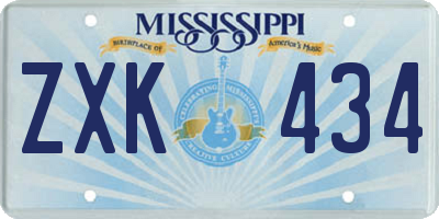 MS license plate ZXK434