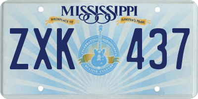 MS license plate ZXK437