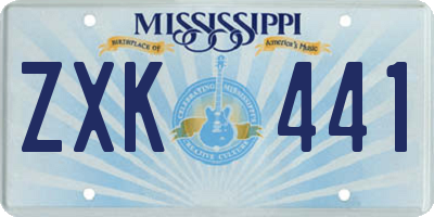 MS license plate ZXK441
