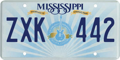 MS license plate ZXK442