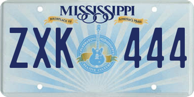 MS license plate ZXK444