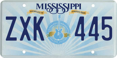 MS license plate ZXK445