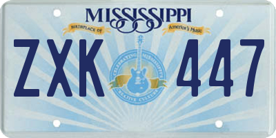 MS license plate ZXK447