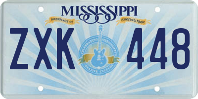 MS license plate ZXK448
