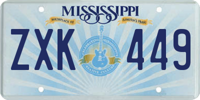 MS license plate ZXK449