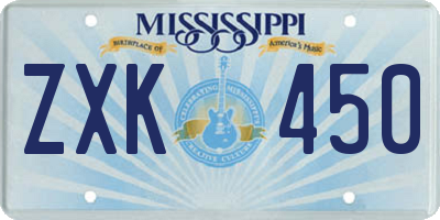 MS license plate ZXK450