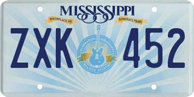 MS license plate ZXK452