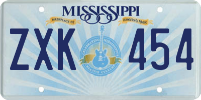 MS license plate ZXK454