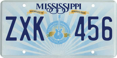 MS license plate ZXK456