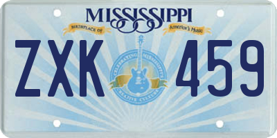 MS license plate ZXK459
