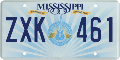 MS license plate ZXK461