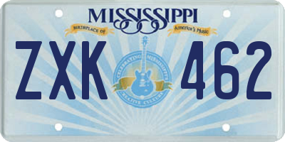 MS license plate ZXK462