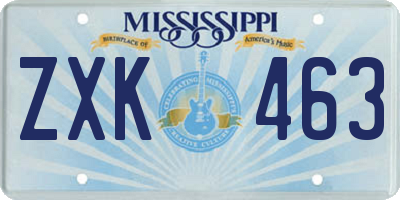 MS license plate ZXK463