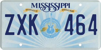 MS license plate ZXK464