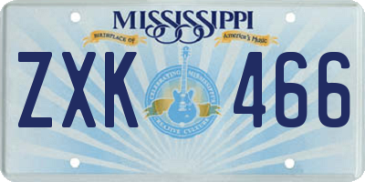 MS license plate ZXK466