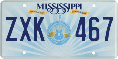 MS license plate ZXK467