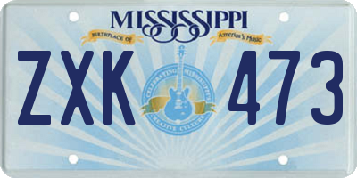 MS license plate ZXK473