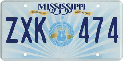MS license plate ZXK474